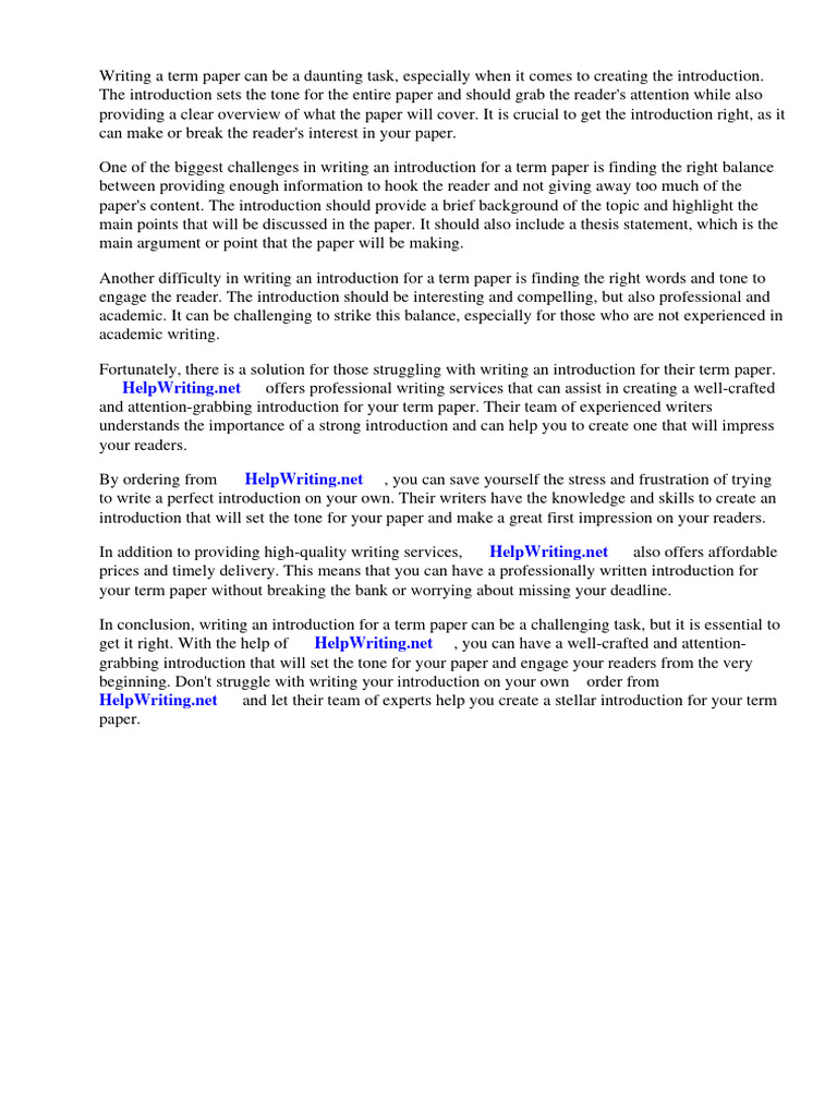 How To Make An Introduction For A Term Paper | PDF | Essays | Academic ...