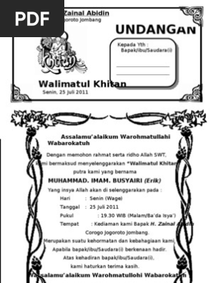 800+ Contoh Undangan Tahlil Khitanan Terbaru