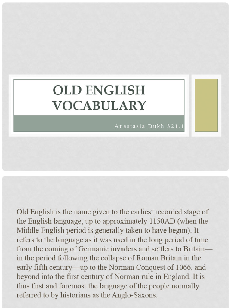 Old English Vocabulary Overview | PDF | Word | Celts