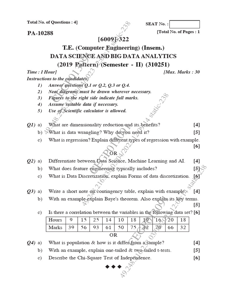 SPPU TE Question Papers Insem Endsem 2019-2023 | PDF | Data ...