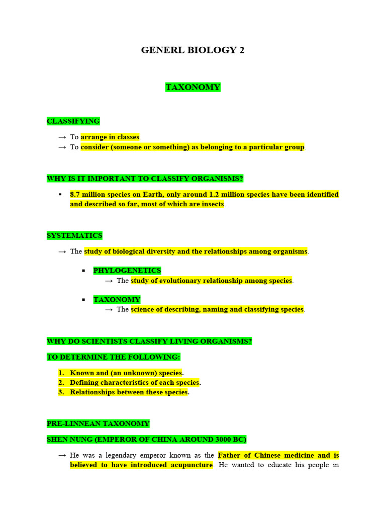 Taxonomy and Classification in Biology | PDF | Taxonomy (Biology ...