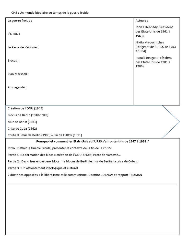 Fiche de Révion Guerre Froide | PDF