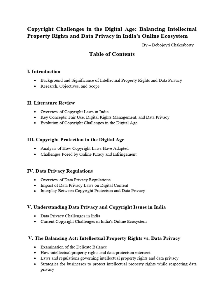 Copyright and Data Privacy in India | PDF | Intellectual Property ...