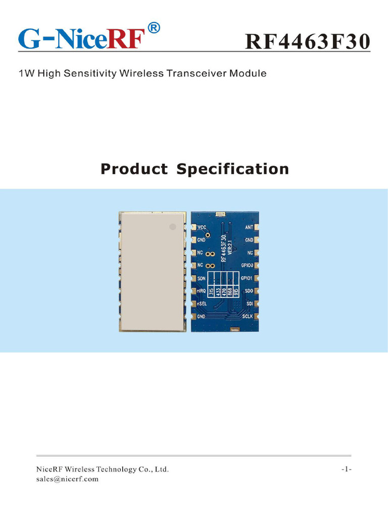 RF4463F30 Wireless Module Overview | PDF | Sensor | Wireless