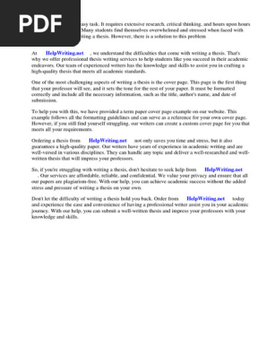 Term Paper Cover Page Example