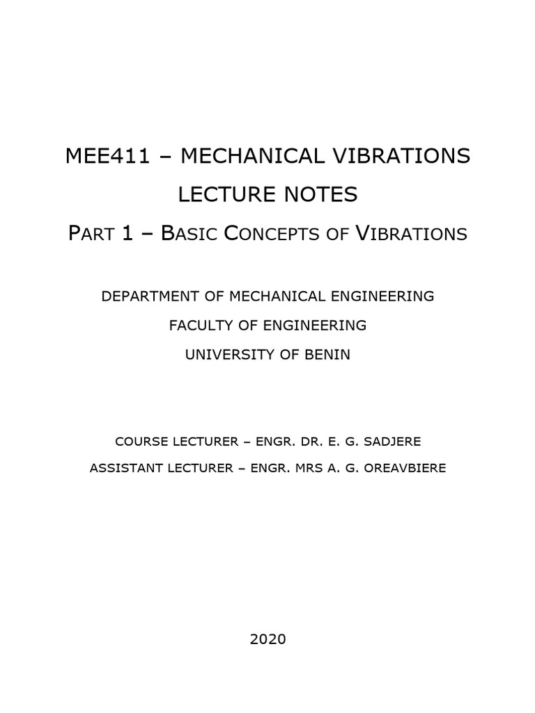 MEE411 Mechanical Vibrations Notes | PDF | Oscillation | Damping