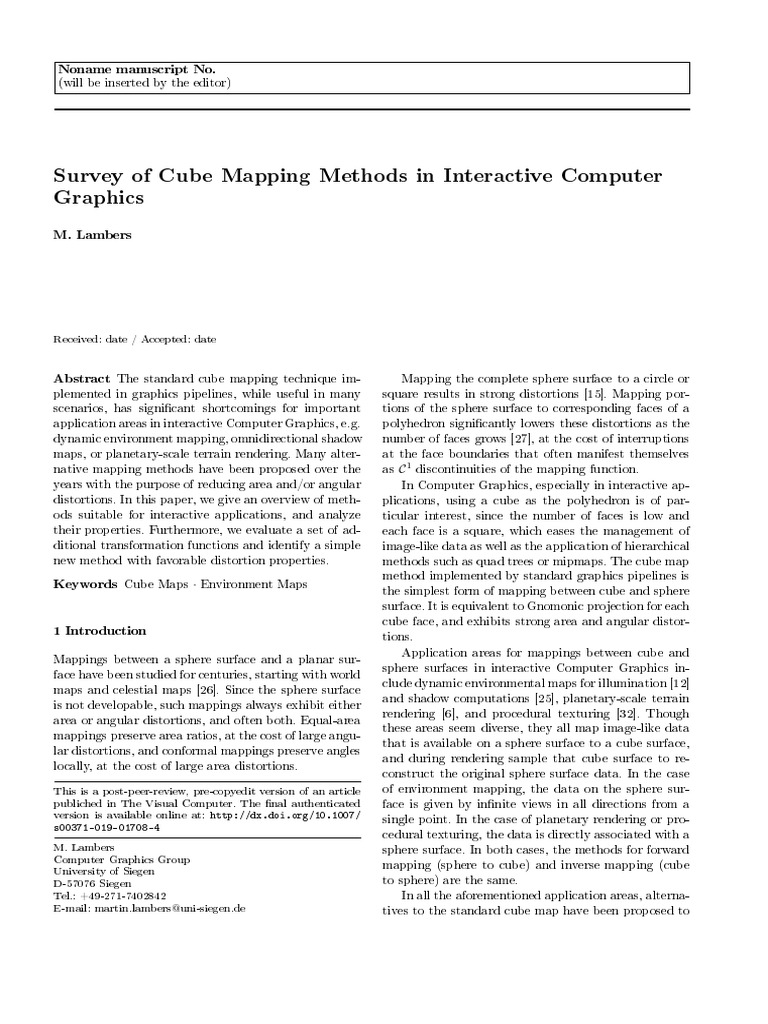 Cube Mapping Methods for Graphics | PDF | Teaching Methods & Materials
