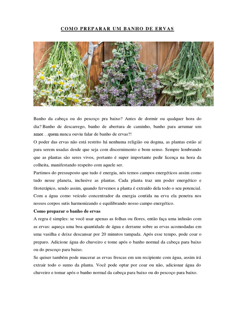 Como Preparar Banho de Ervas | PDF | Chacra | Alecrim