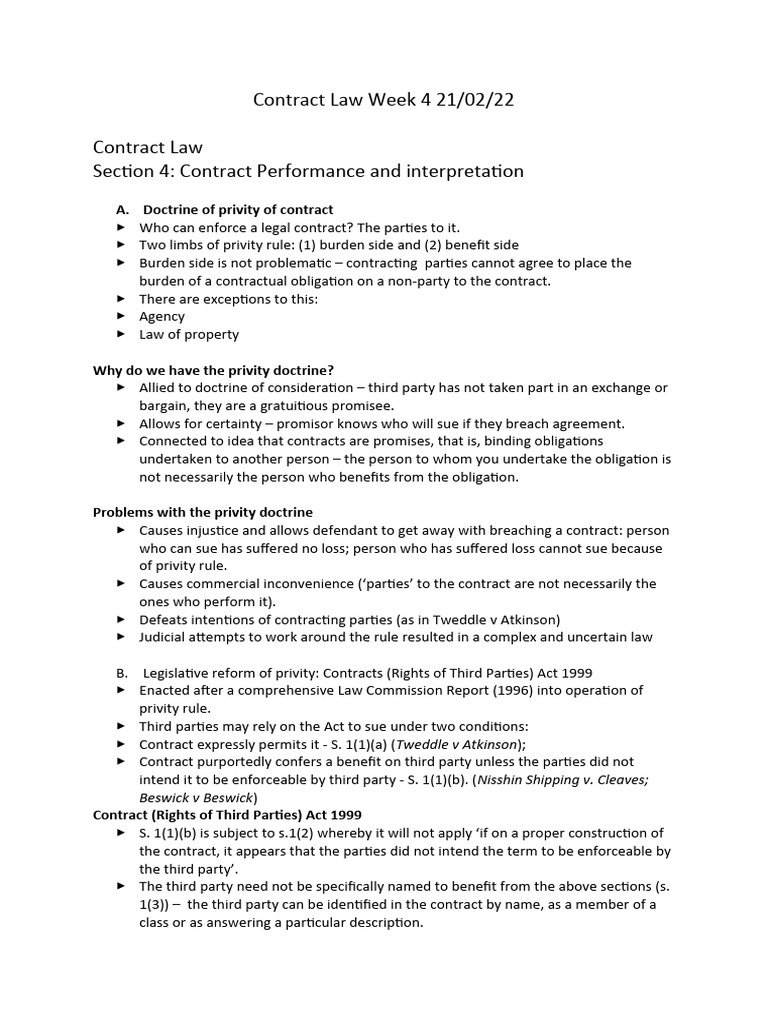 Understanding Contract Privity and Interpretation | PDF | Contractual ...