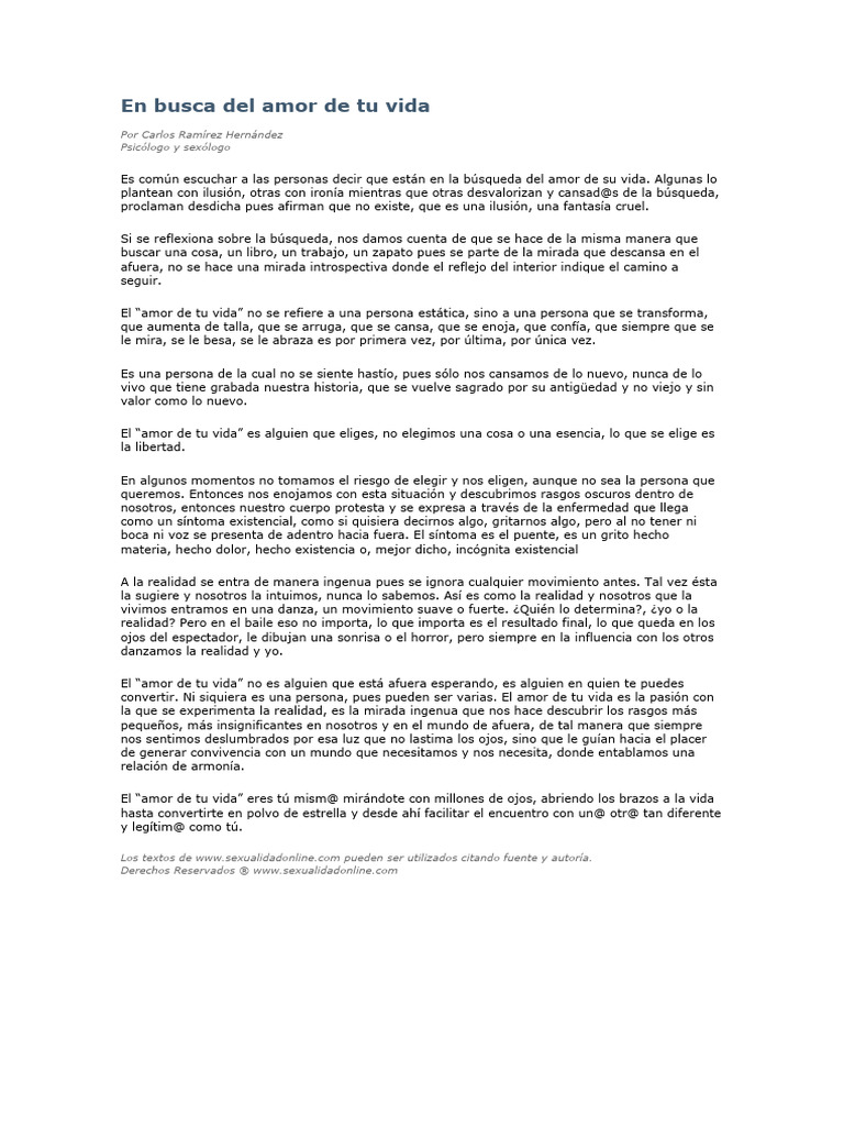 En Busca Del Amor de Tu Vida | PDF | Amor