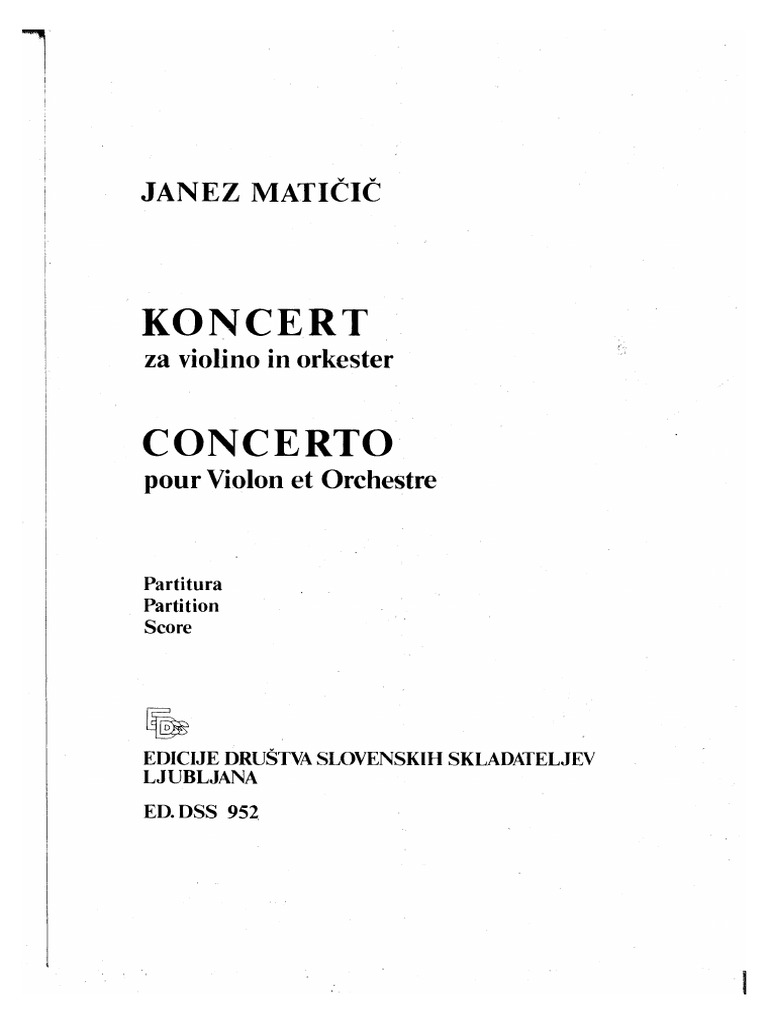 MATICIC, Janez Koncert Za Violino in Ork PA | PDF