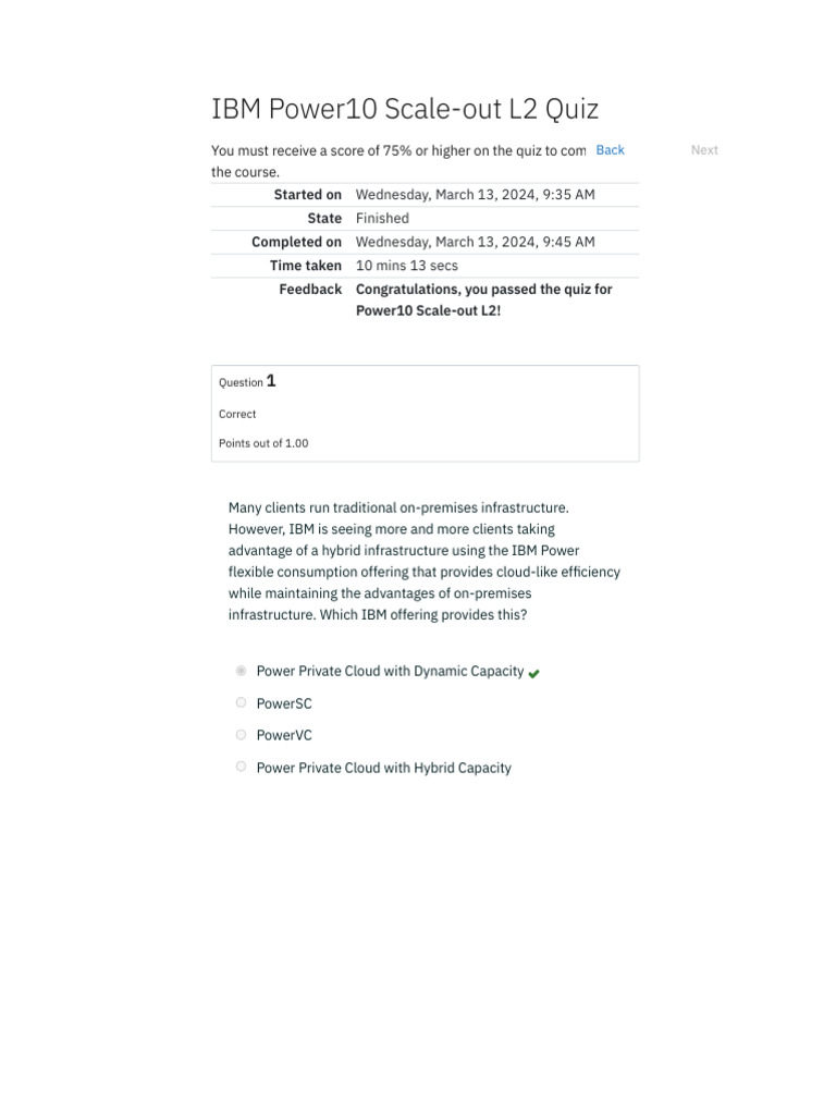 IBM Power10 Scale-out Quiz Results | PDF | Virtualization | Cloud Computing