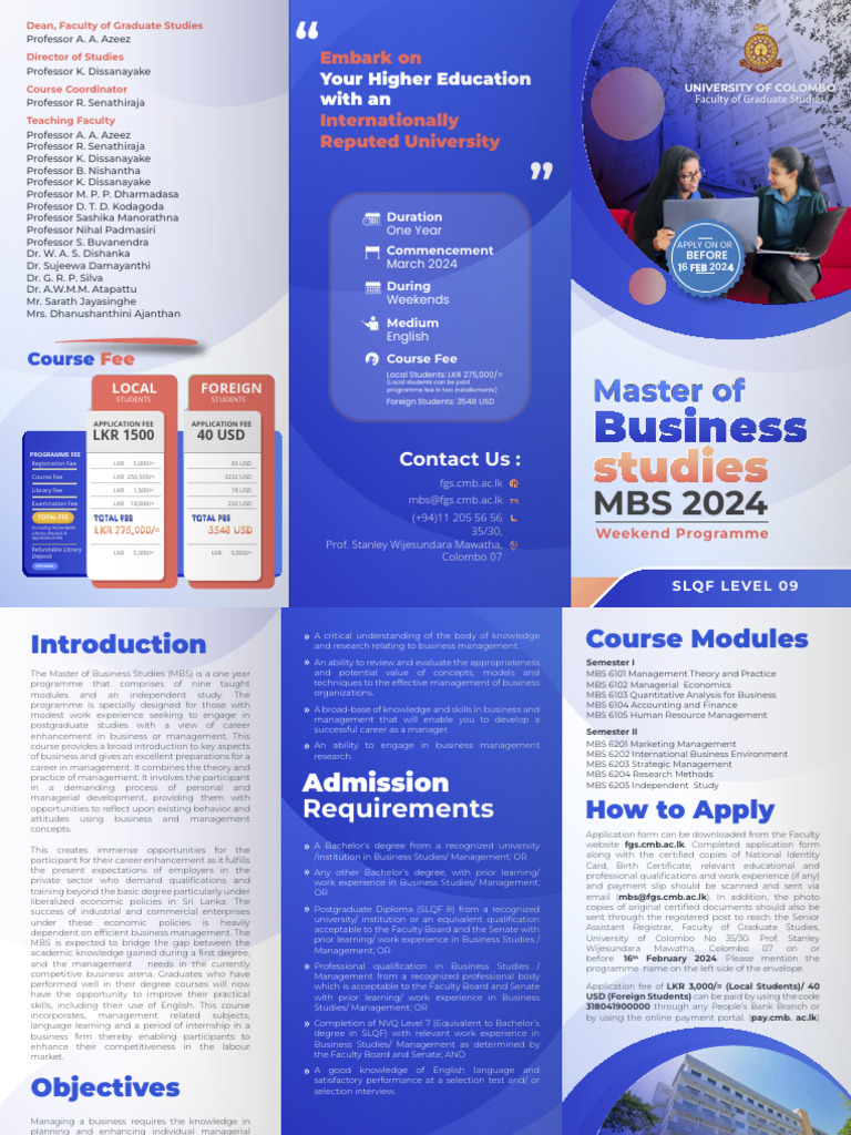 MBS Programme at University of Colombo | PDF | Academic Degree ...