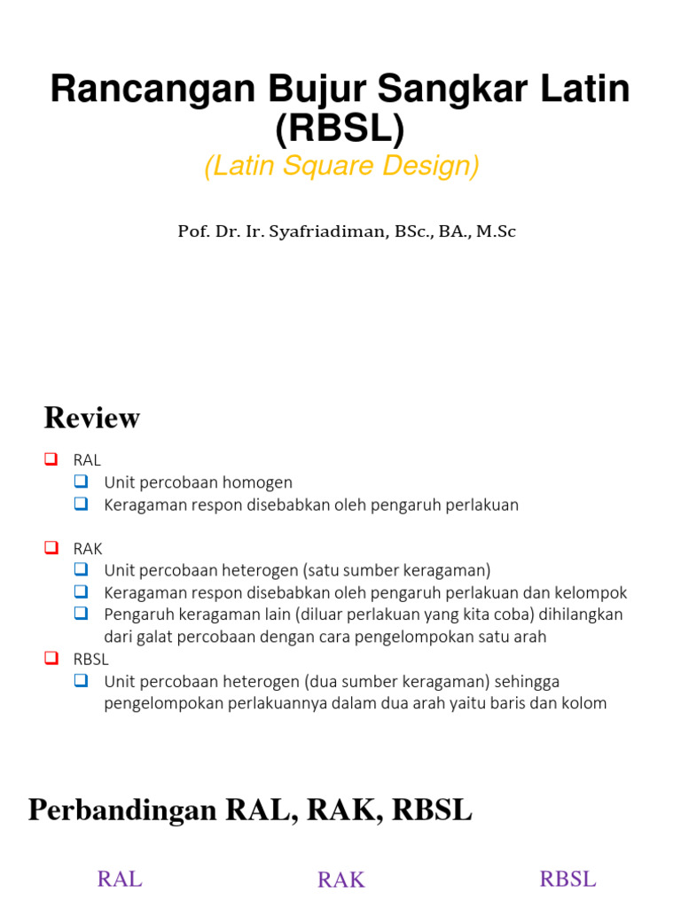 Rancangan Bujur Sangkar Latin (RBSL) | PDF