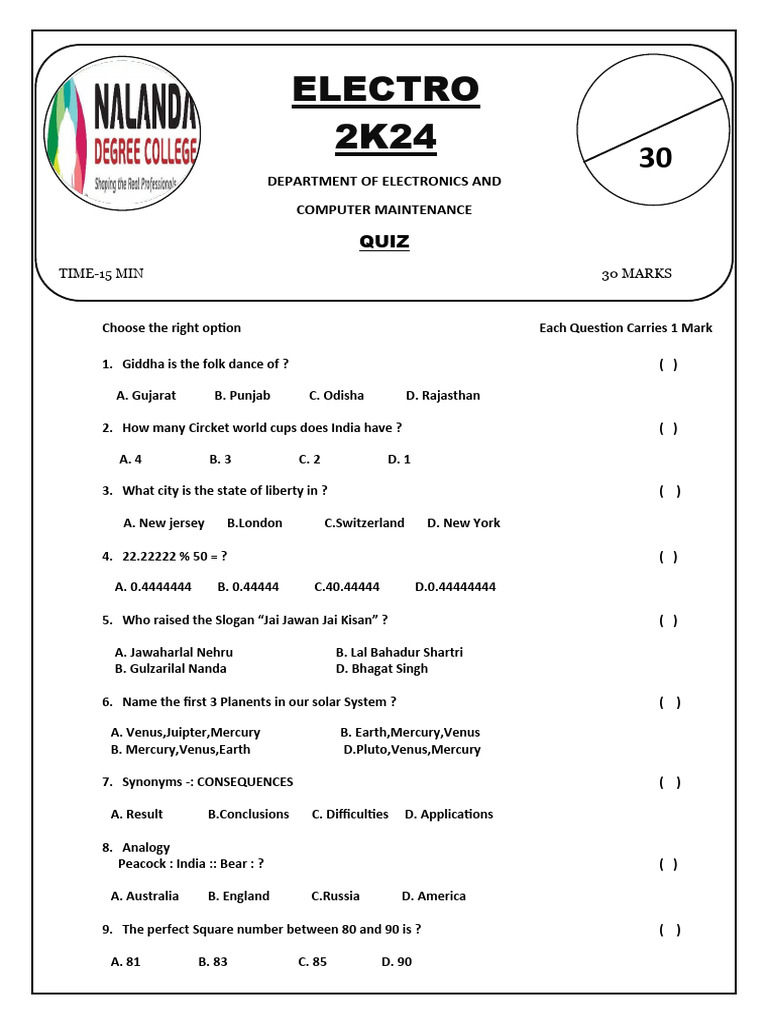 Quiz Round1 | PDF