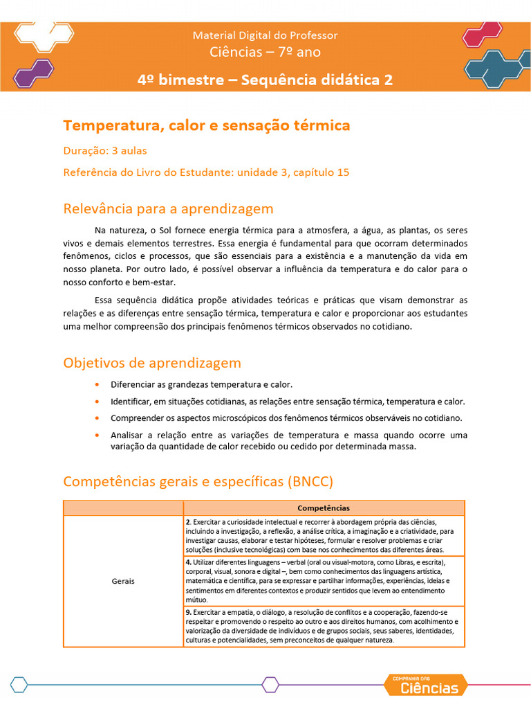 Calor, Temperatura e Sensação Térmica 7º Ano | PDF | Calor | Temperatura