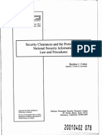 Security Clearances and The Protection National Security Information and Procedures