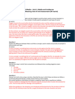 Digital Media - Unit 1: Media and Audiences Conveying Meaning: End of Unit Assessment (39 Marks)