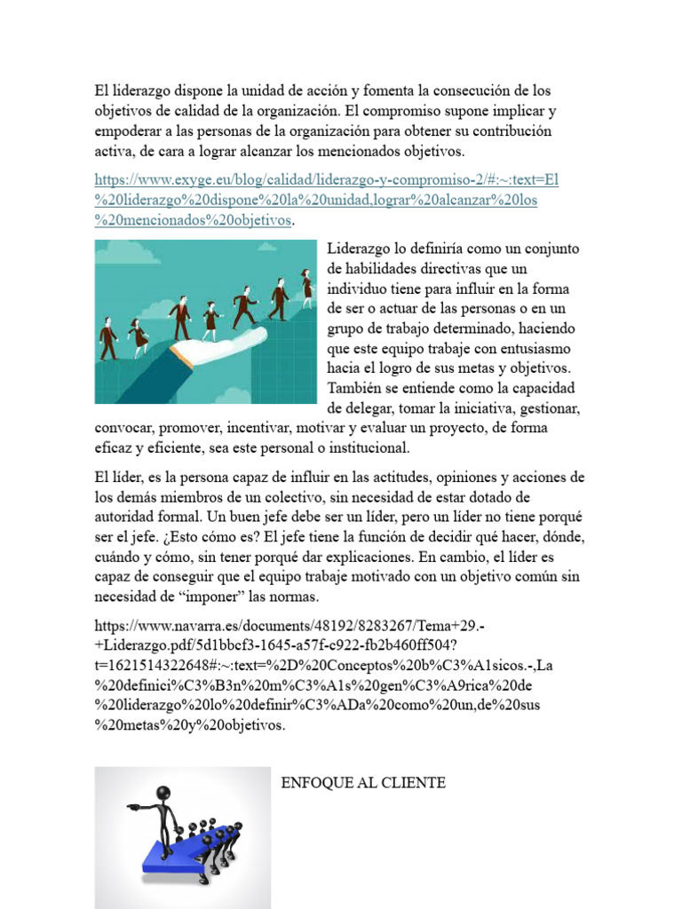 Liderazgo y Enfoque en Calidad ISO 9001 | PDF | Calidad (comercial ...
