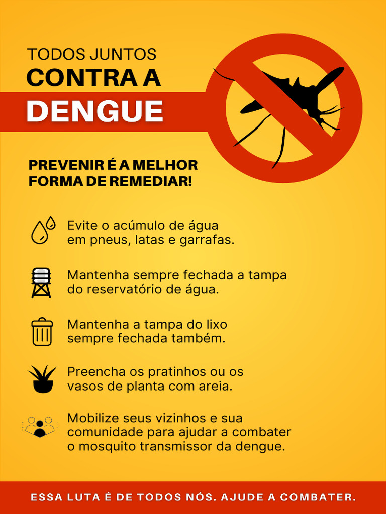 Panfleto Combate à Dengue Simples Ilustrado Amarelo E Vermelho Pdf