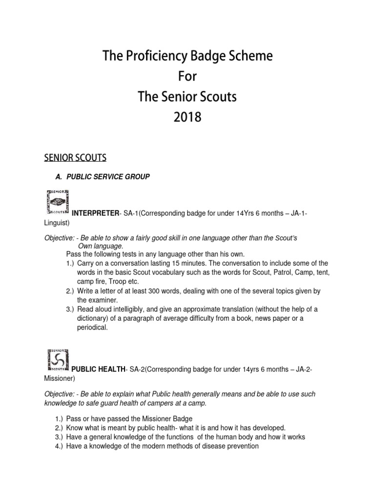 Scout Proficiency Badge Guidelines | PDF | Surveying | First Aid