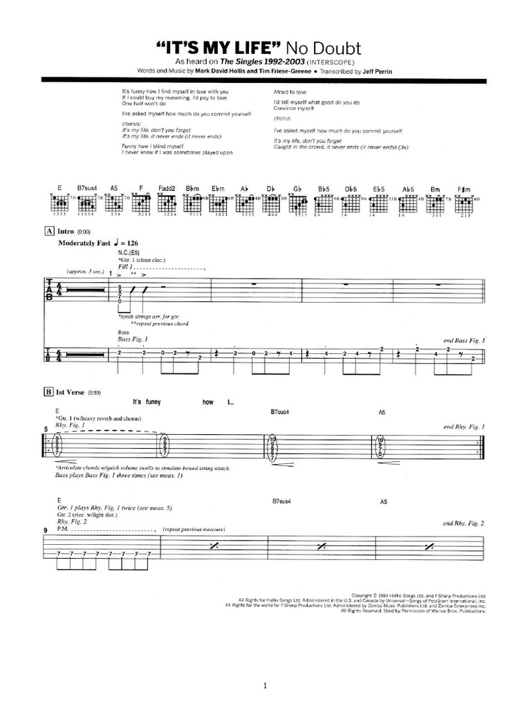 Its My Life No Doubt PDF Musical Compositions Elements Of Music
