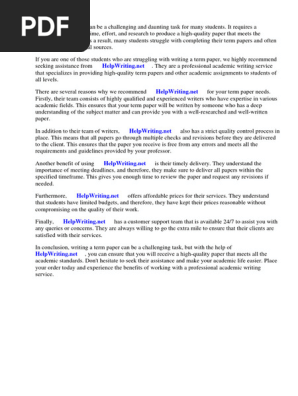 Recommendation Letter for Term Paper