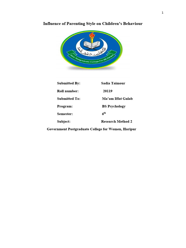 Parenting Styles and Child Behavior Impact | PDF | Parenting | Juvenile ...