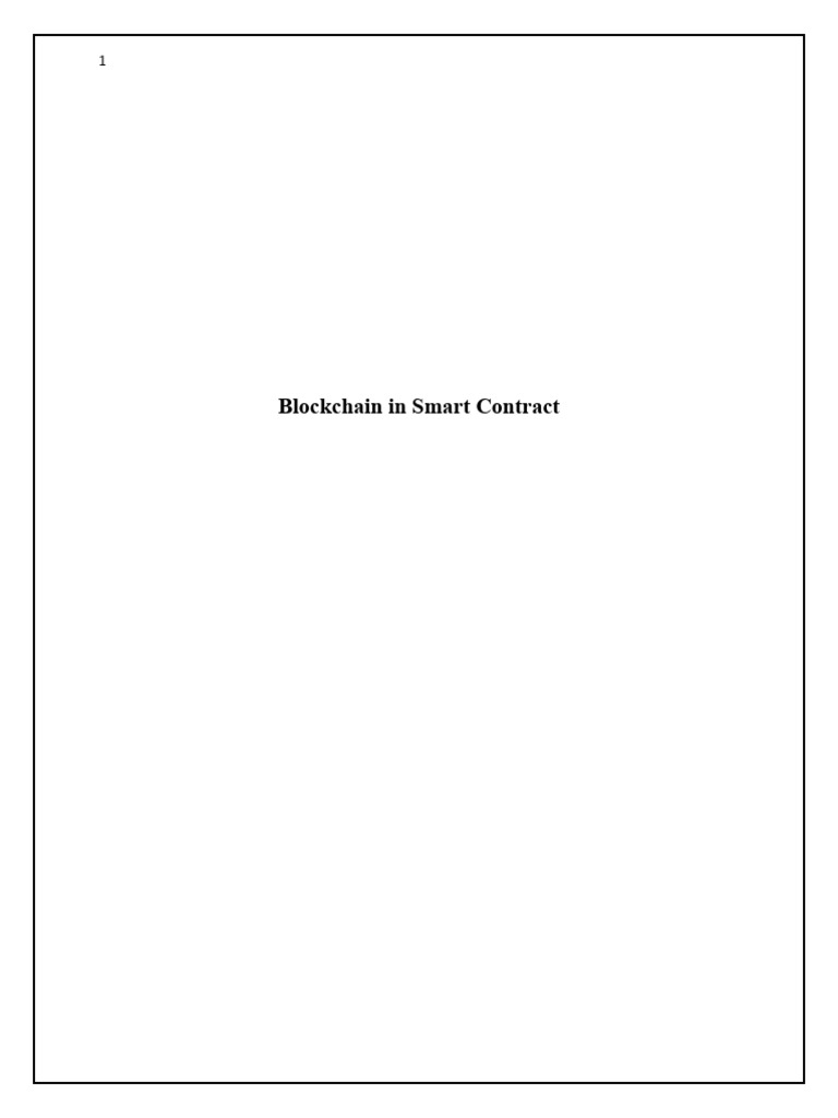 Blockchain in Smart Contract | PDF | Information Technology | Computing