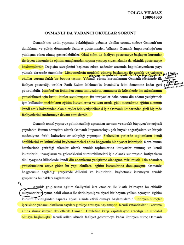 Osmanlida Yabanci Okullar Sorunu | PDF