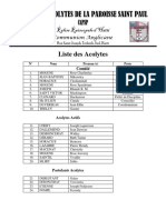 Liste Des Acolytes Saint-Paul