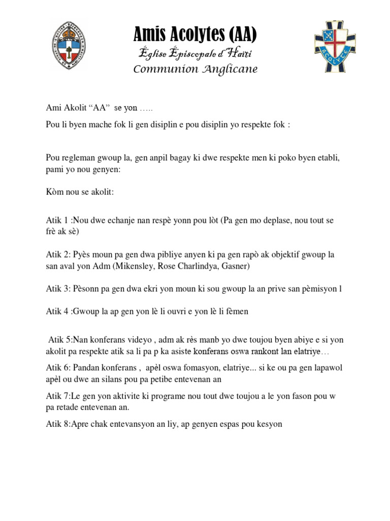 Reglements Pour Le Groupe AA | PDF