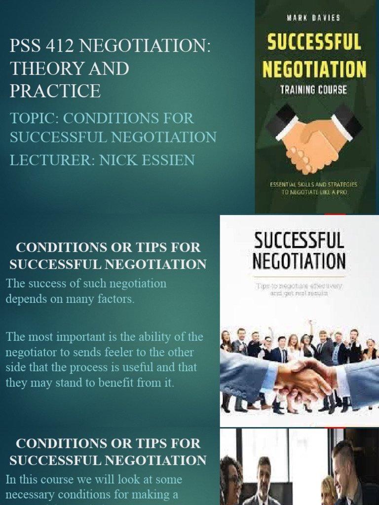 Conditions For Successful Negotiations | PDF | Negotiation | Psychology