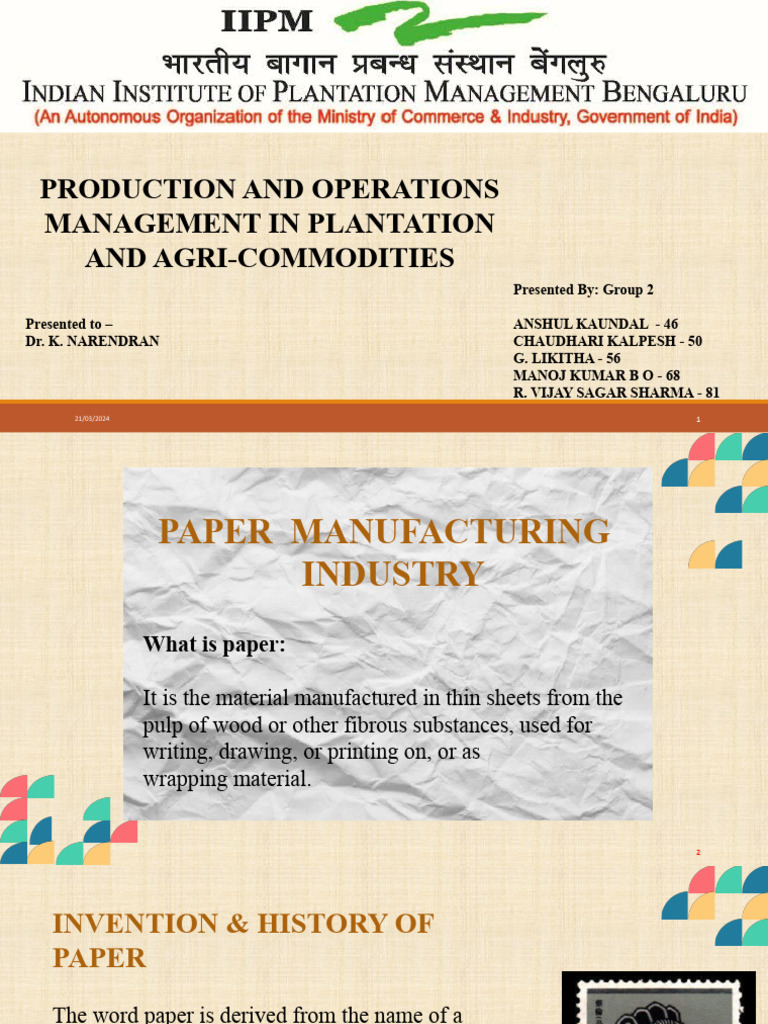 Paper Manufacturing and Operations Overview | PDF | Paper | Pulp (Paper)