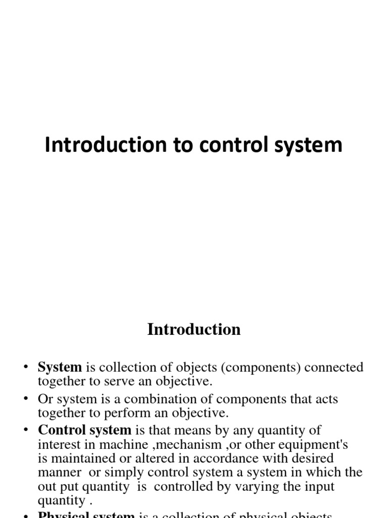 Introduction To Control System | Download Free PDF | Feedback | Control ...
