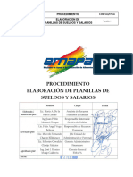 Procedimiento Elaboración de Planillas de Sueldos y Salarios v1