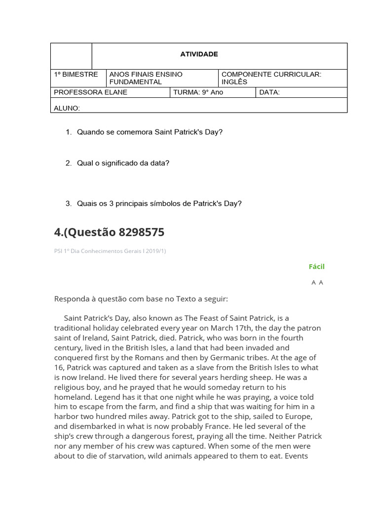 texto sobre st patricks day pdf