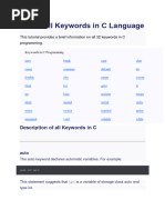 List of All Keywords in C Language