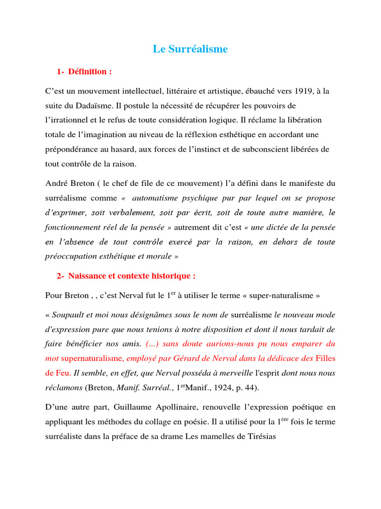 Définition et contexte du surréalisme | PDF | Surréalisme