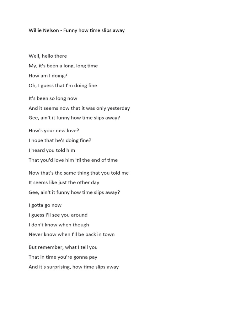 Willie Nelson Funny How Time Slips Away Pdf