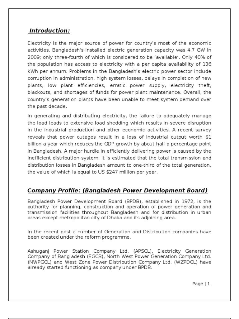 Overview of Bangladesh Power Development Board | PDF | Electric Power ...