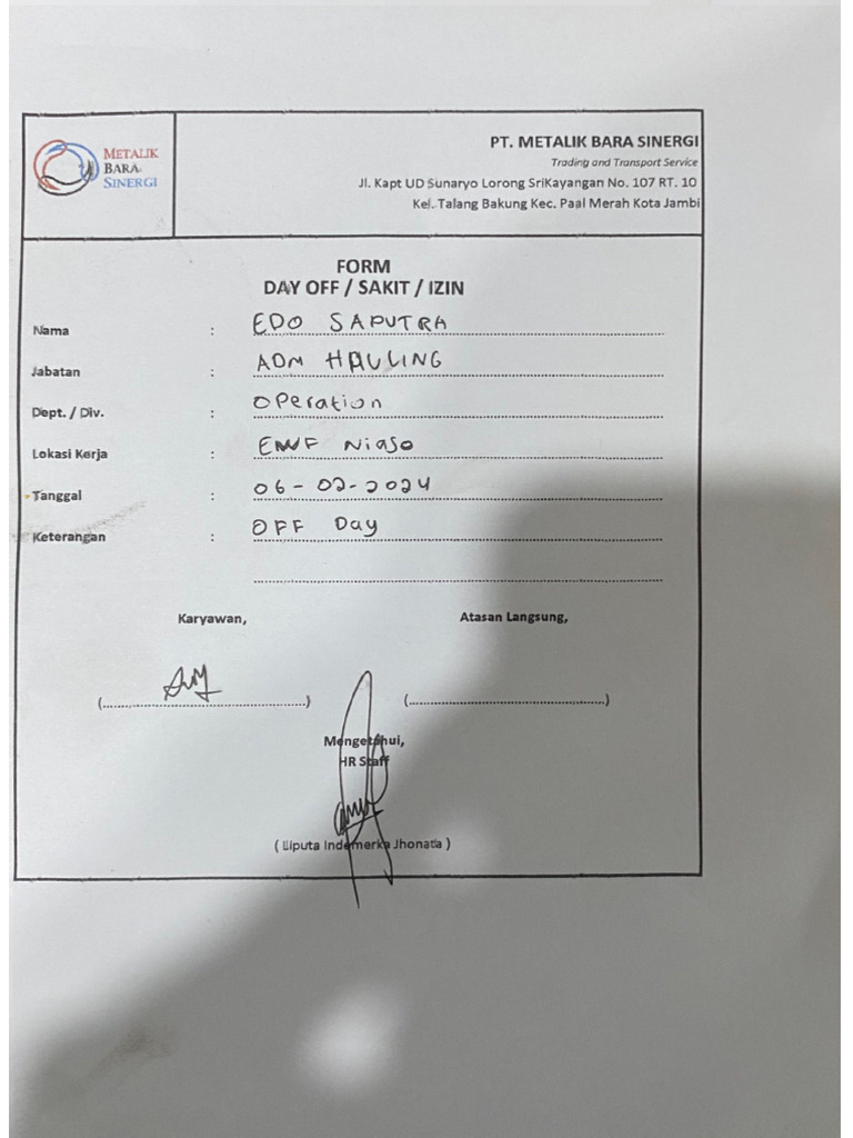 Form Edo Saputra | PDF