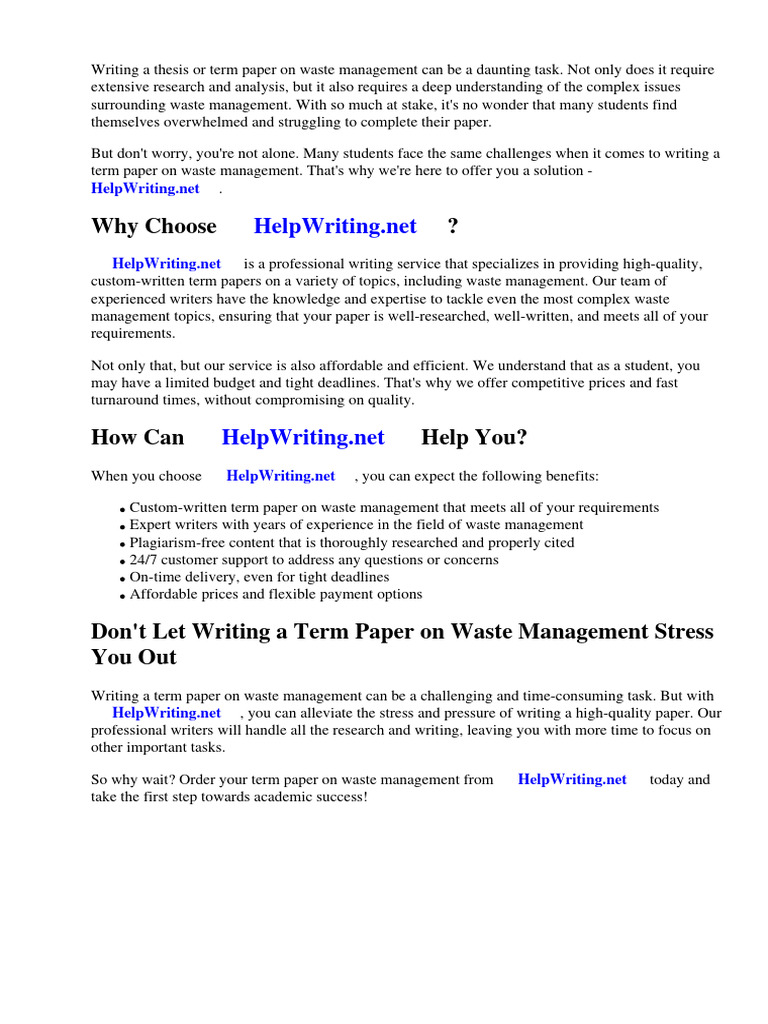 Student Guide: Waste Management Papers | PDF | Waste | Waste Management