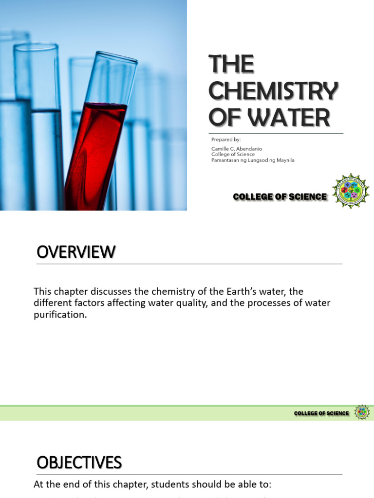The Chemistry of Water PDF Water Water Purification