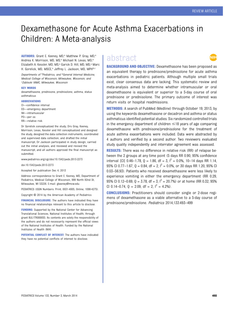 Decadron vs. Pred in Ped Asthma | PDF | Asthma | Meta Analysis