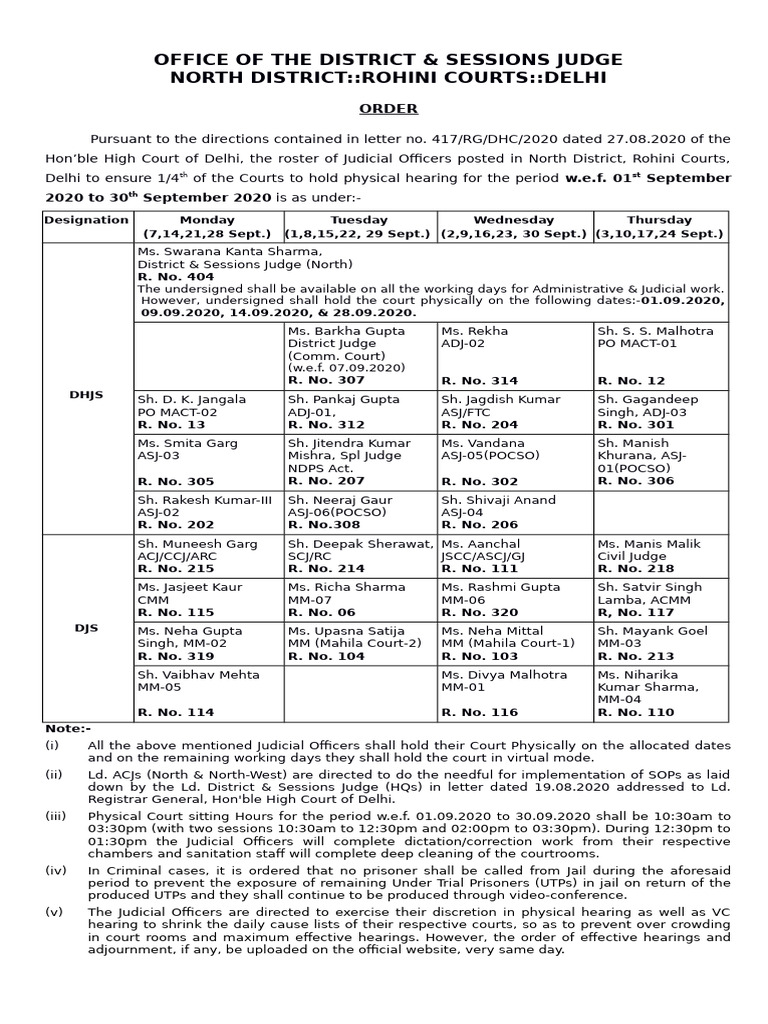 Roster 1-30 Sept (North) - 2 - 1 | PDF | Advocate | Courtroom