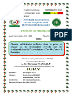 Plantes Médicinales Utilisées Dans La Prise en Charge de La Dysfonction Érectile Par Les Tradipraticiens de L'association Ton de Pena À Bamako
