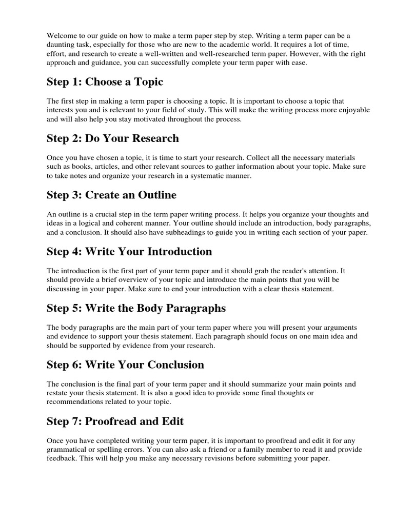 How to Make Term Paper Step by Step PDF Paper Papermaking