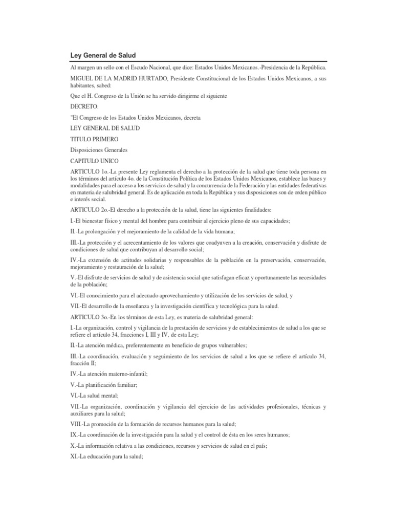 Ley General de Salud | PDF | Cuidado de la salud | Trabajo Social