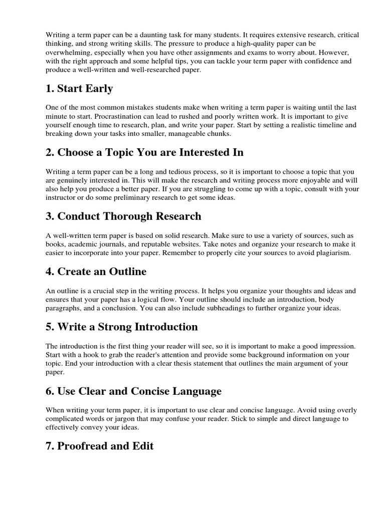 Writing A Term Paper Tips | PDF | Citation | Essays